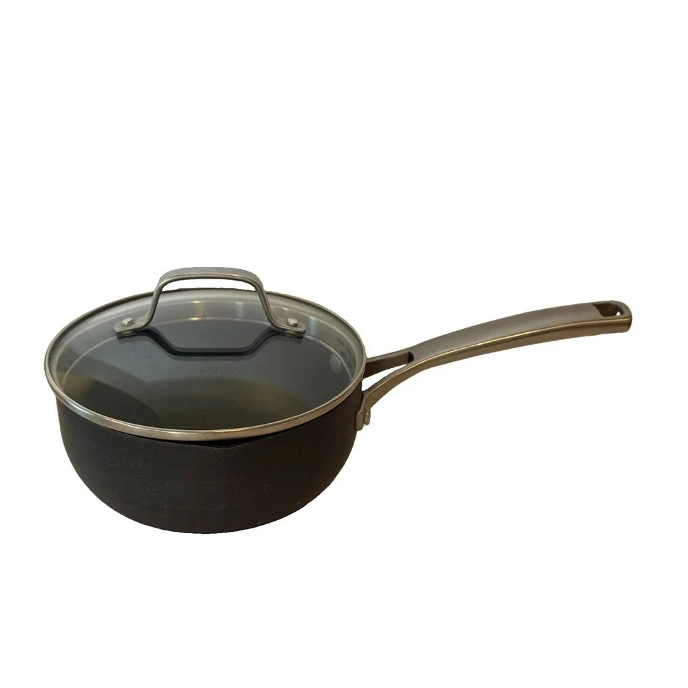 Calphalon Classic Hard Anodized Nonstick 2 Qt Saucepan Pour Spout Tempered Lid